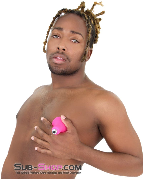 7081S-SIS      Vibrating Pink Sissy Silicone Breast Suction Cup with Nipple Stimulators Inside, Single Sissy   , Sub-Shop.com Bondage and Fetish Superstore