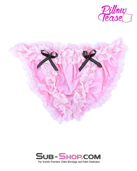 7084AE      Pink Hussy Frilly Sissy Panties with Black Bows Lingerie   , Sub-Shop.com Bondage and Fetish Superstore