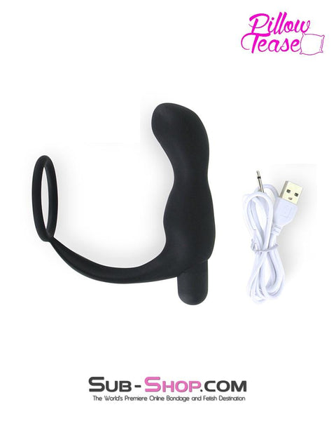 7085E      Waterproof Rechargeable Silicone Prostate Plug with Cock Ring Enhancer Prostate Stimulator   , Sub-Shop.com Bondage and Fetish Superstore