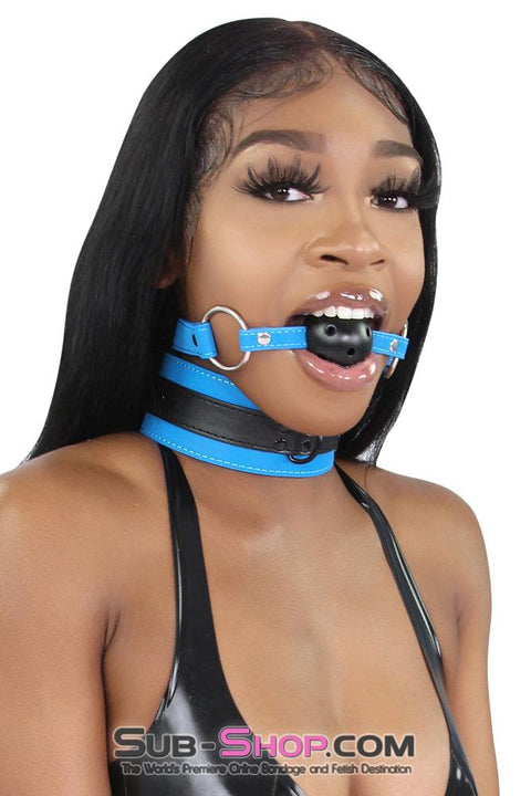 2442MQ      Black Breather Ball Gag with Tantric Blue Strap - LAST CHANCE - Final Closeout! MEGA Deal   , Sub-Shop.com Bondage and Fetish Superstore