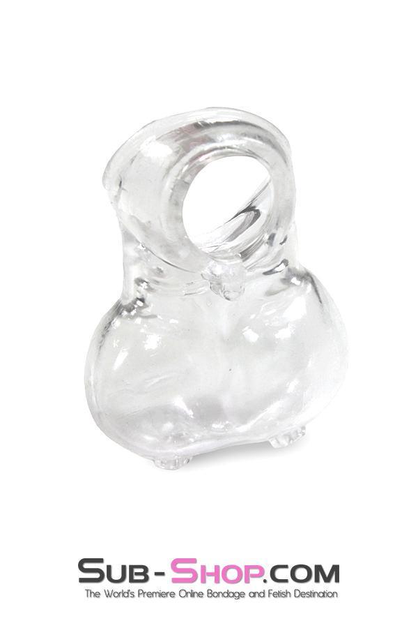 0712RS      Clear Silicone Ball Cage and Cock Ring Combo Cock Ring   , Sub-Shop.com Bondage and Fetish Superstore