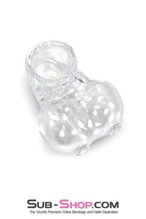 0712RS      Clear Silicone Ball Cage and Cock Ring Combo Cock Ring   , Sub-Shop.com Bondage and Fetish Superstore