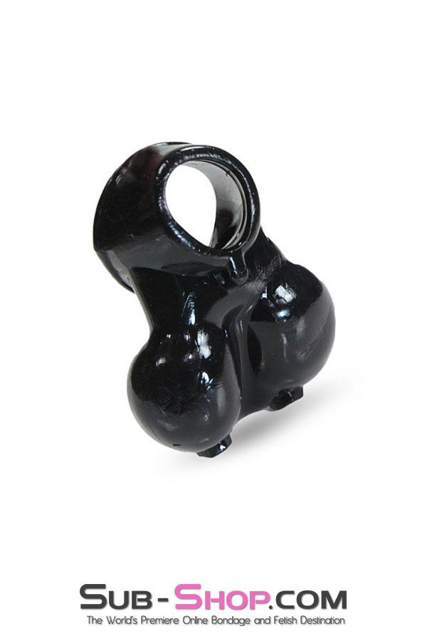 0713RS      Black Silicone Ball Cage and Cock Ring Combo Cock Cage   , Sub-Shop.com Bondage and Fetish Superstore