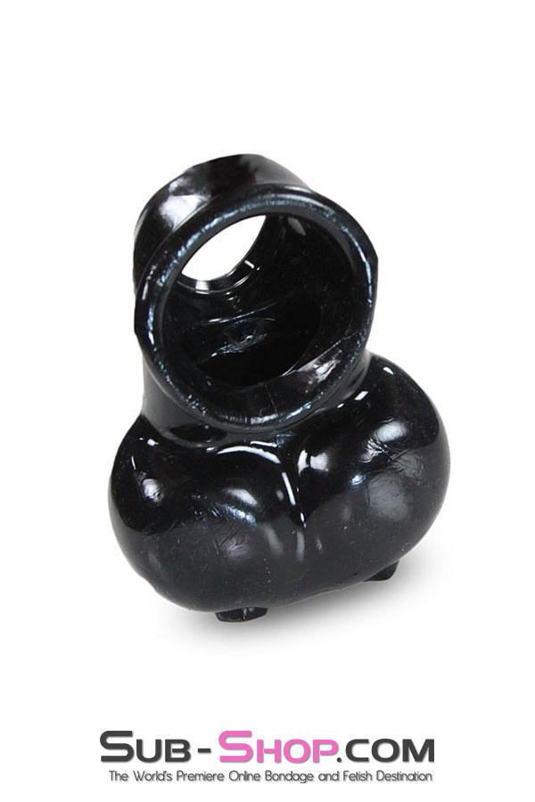 0713RS      Black Silicone Ball Cage and Cock Ring Combo Cock Cage   , Sub-Shop.com Bondage and Fetish Superstore
