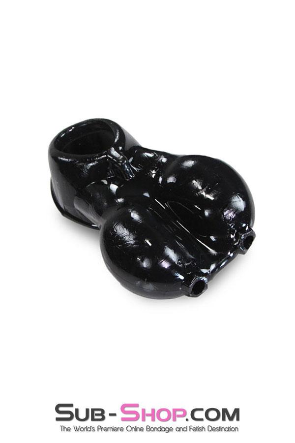 0713RS      Black Silicone Ball Cage and Cock Ring Combo Cock Cage   , Sub-Shop.com Bondage and Fetish Superstore