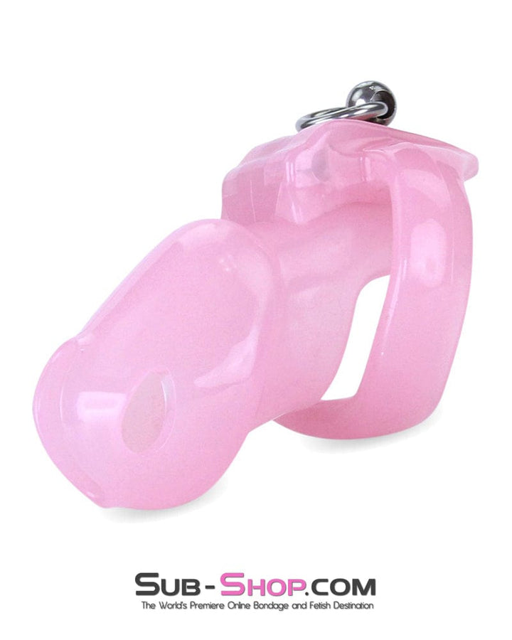 7141M      Long Pink Cock Cage with Lead Ring and Medium Cock Cuff Ring Chastity   , Sub-Shop.com Bondage and Fetish Superstore