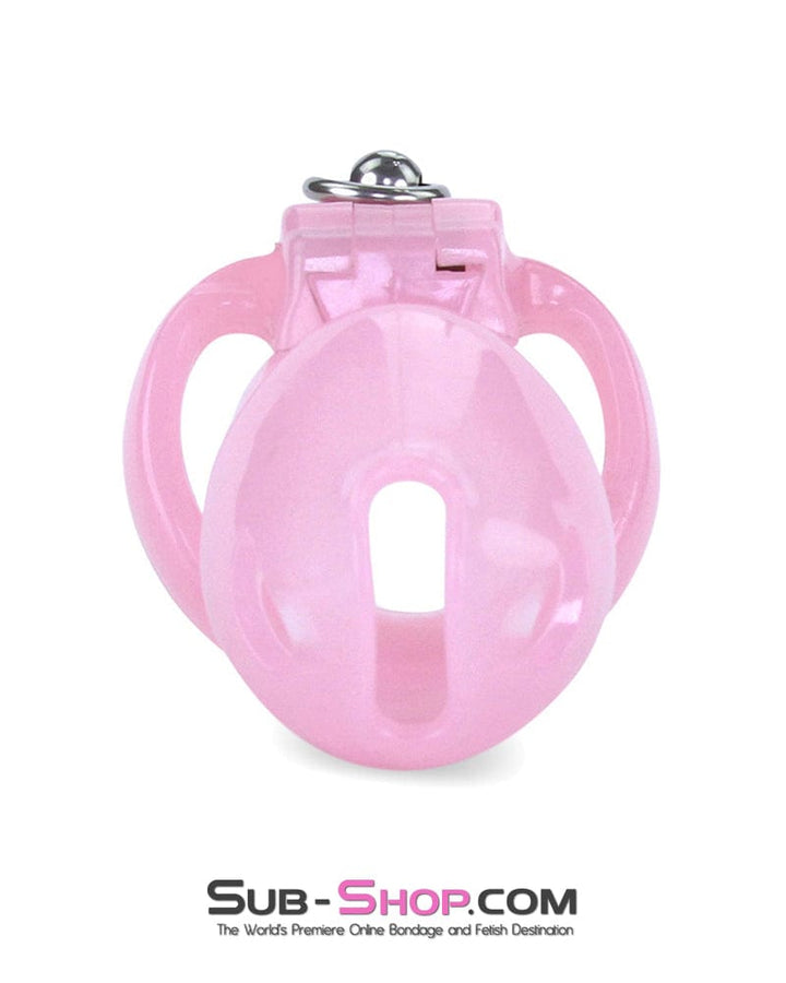 7141M      Long Pink Cock Cage with Lead Ring and Medium Cock Cuff Ring Chastity   , Sub-Shop.com Bondage and Fetish Superstore