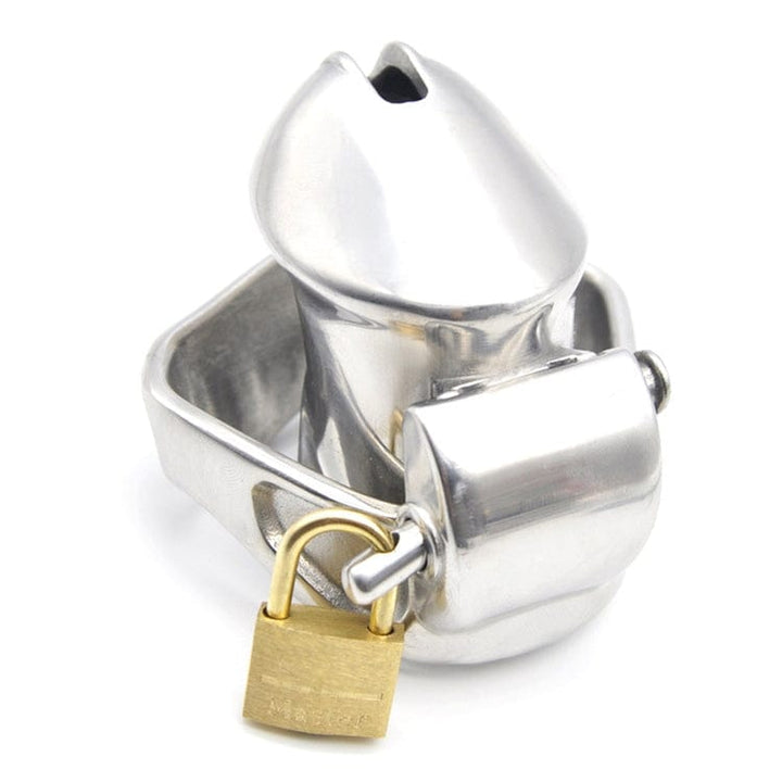 7157M      Short Dick Steele High Security Chastity Cock Cage with Small Cock Cuff Chastity   , Sub-Shop.com Bondage and Fetish Superstore