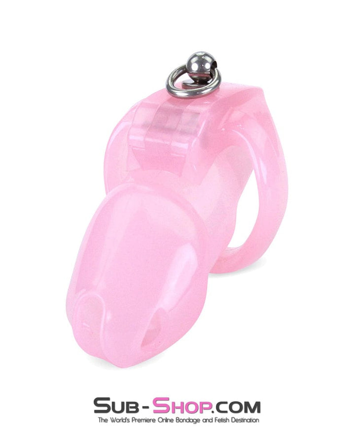 7186M      Long Pink Cock Cage with Lead Ring and Large Cock Cuff Ring Chastity   , Sub-Shop.com Bondage and Fetish Superstore