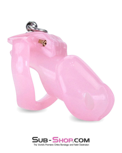 7186M      Long Pink Cock Cage with Lead Ring and Large Cock Cuff Ring Chastity   , Sub-Shop.com Bondage and Fetish Superstore