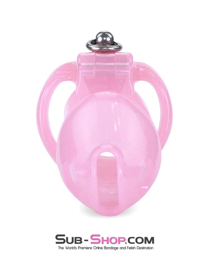 7186M      Long Pink Cock Cage with Lead Ring and Large Cock Cuff Ring Chastity   , Sub-Shop.com Bondage and Fetish Superstore