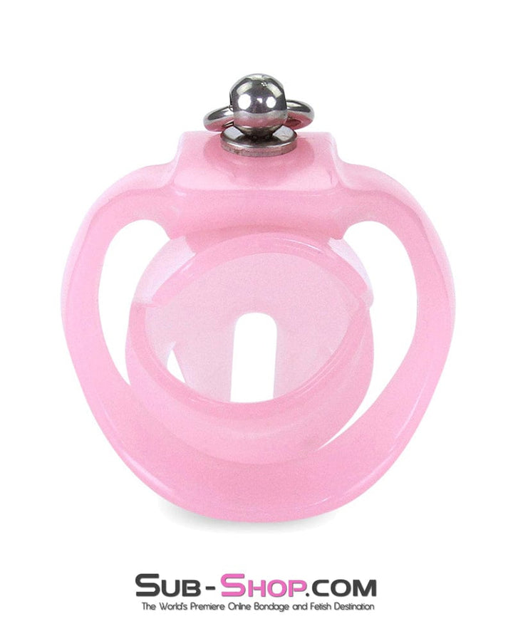 7186M      Long Pink Cock Cage with Lead Ring and Large Cock Cuff Ring Chastity   , Sub-Shop.com Bondage and Fetish Superstore
