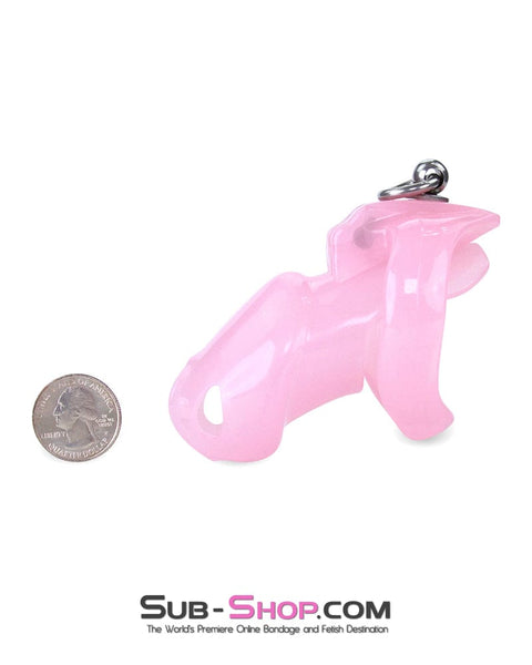 7186M      Long Pink Cock Cage with Lead Ring and Large Cock Cuff Ring Chastity   , Sub-Shop.com Bondage and Fetish Superstore
