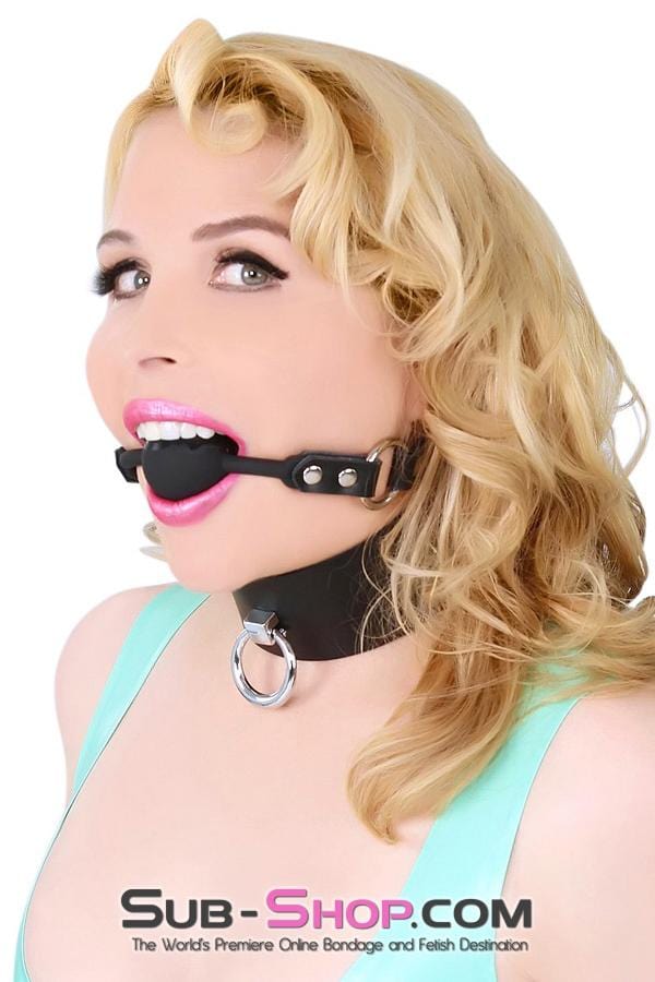 7362A      Silicone Premium Leather Strap Black Ball Gag Ballgag   , Sub-Shop.com Bondage and Fetish Superstore