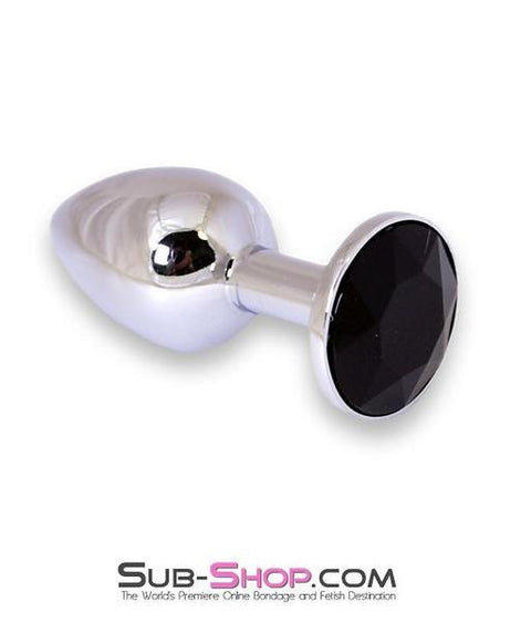 7205AE      Chrome and Crystal Anal Plug, Small Plug, Black Crystal - LAST CHANCE - Final Closeout! Black Friday Blowout   , Sub-Shop.com Bondage and Fetish Superstore