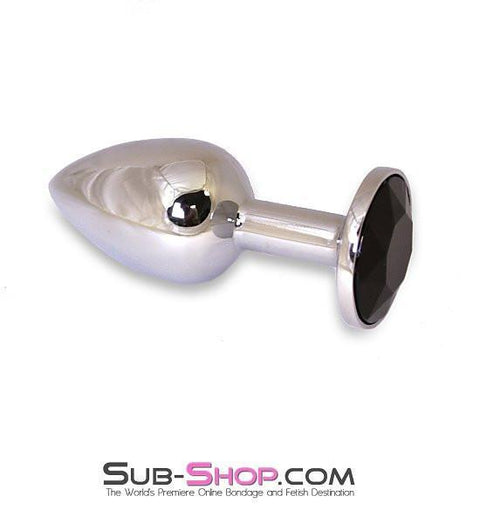 7205AE      Chrome and Crystal Anal Plug, Small Plug, Black Crystal - LAST CHANCE - Final Closeout! Black Friday Blowout   , Sub-Shop.com Bondage and Fetish Superstore