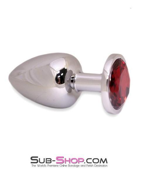 7211AE      Chromed Steel Large Butt Plug with Ruby Red Crystal - LAST CHANCE - Final Closeout! Black Friday Blowout   , Sub-Shop.com Bondage and Fetish Superstore