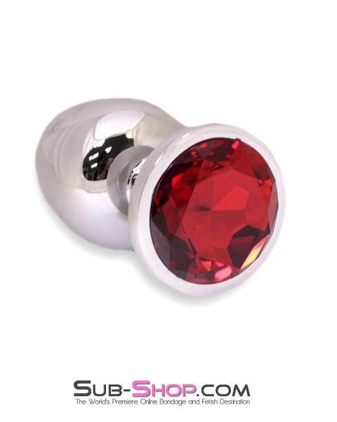 7211AE      Chromed Steel Large Butt Plug with Ruby Red Crystal - LAST CHANCE - Final Closeout! Black Friday Blowout   , Sub-Shop.com Bondage and Fetish Superstore