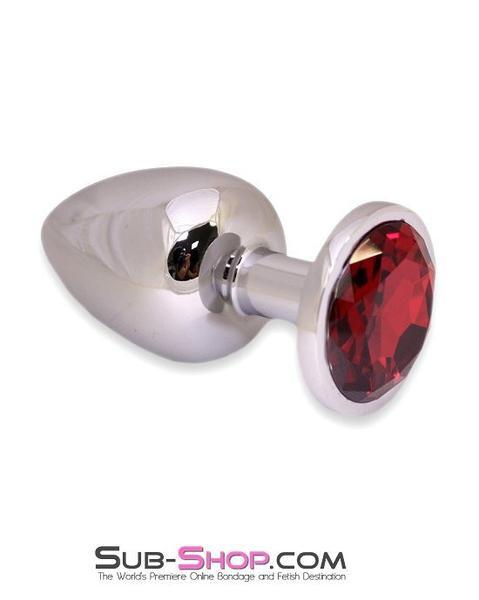 7211AE      Chromed Steel Large Butt Plug with Ruby Red Crystal - LAST CHANCE - Final Closeout! Black Friday Blowout   , Sub-Shop.com Bondage and Fetish Superstore