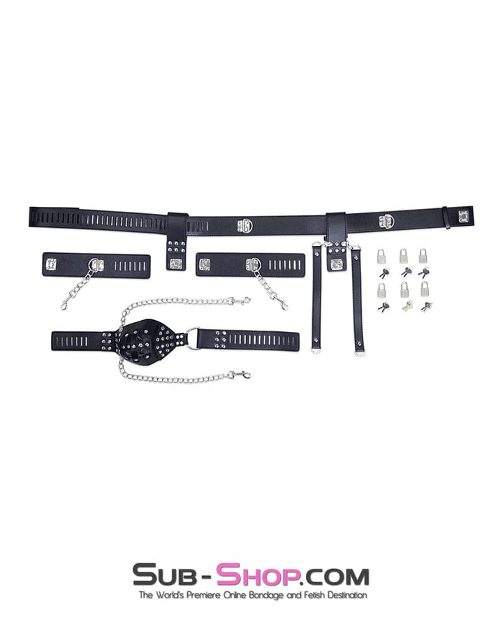7215M      Locking Male Chastity Cage Belt with Chained Locking Wrist Cuffs Chastity   , Sub-Shop.com Bondage and Fetish Superstore