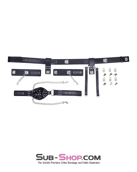 7215M-SIS      Locking Male Sissy Chastity Cage Belt with Chained Locking Wrist Cuffs Sissy   , Sub-Shop.com Bondage and Fetish Superstore