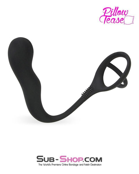 7229S      P-Spot Silicone Butt Plug with Stay-Hard Cock and Balls Ring - LAST CHANCE - Final Closeout! MEGA Deal   , Sub-Shop.com Bondage and Fetish Superstore