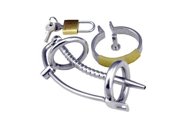 7239AR      The Shaft 5" Hollow Steel Penis Plug Locking Chastity Device with Glans Ring Chastity   , Sub-Shop.com Bondage and Fetish Superstore