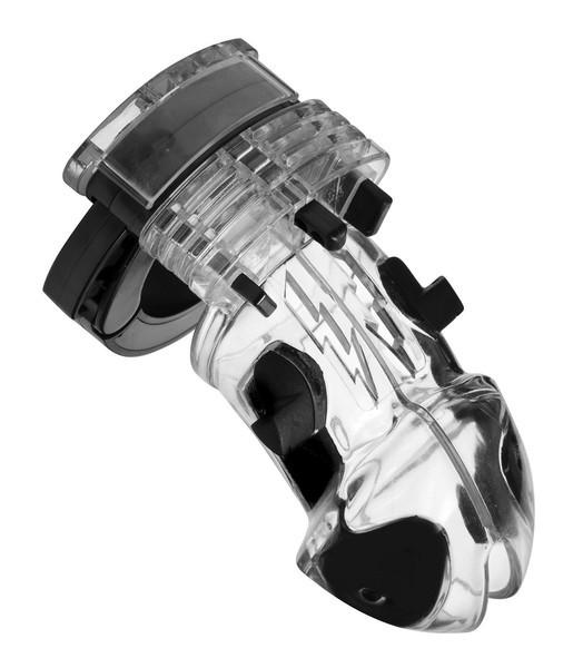 7247AR      Electro Stim Clear Polycarbonate Locking Cock Cage Chastity Device - MEGA Deal Black Friday Blowout   , Sub-Shop.com Bondage and Fetish Superstore