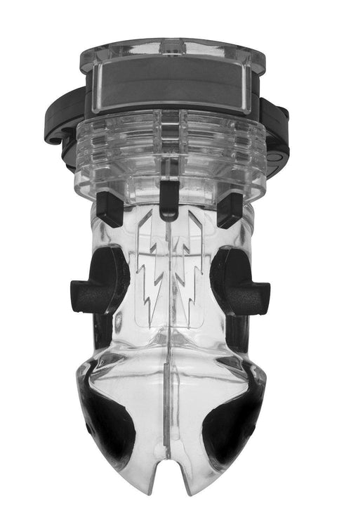 7247AR      Electro Stim Clear Polycarbonate Locking Cock Cage Chastity Device Chastity   , Sub-Shop.com Bondage and Fetish Superstore