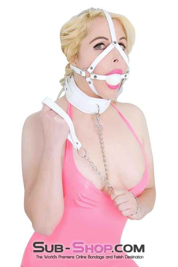 7251RS      Corrupt Me White Padded Bondage Collar and Leash Set Collar   , Sub-Shop.com Bondage and Fetish Superstore