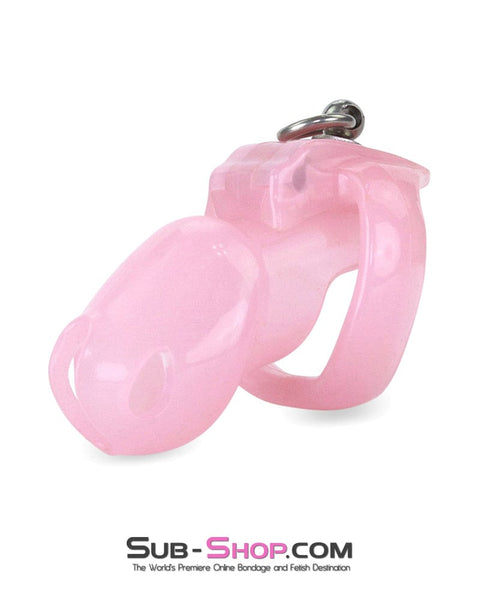 7265M      Sissy’s Clitty Leash Locking Pink Chastity with Lead Ring, Large Base Cock Ring Size Chastity   , Sub-Shop.com Bondage and Fetish Superstore