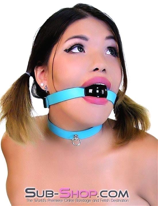 3416A      Classic Diamond Blue Ballgag Strap, Black Ball Ballgag   , Sub-Shop.com Bondage and Fetish Superstore