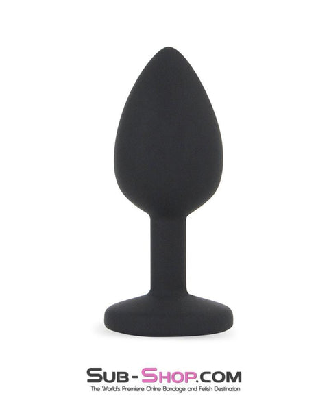 7296M      Mini Black Silicone Butt Plug with Sapphire Crystal - LAST CHANCE - Final Closeout! MEGA Deal   , Sub-Shop.com Bondage and Fetish Superstore