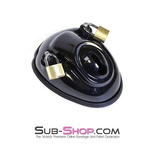 7319AR      Balls & All Black Locking Cock & Ball Chastity Cup Set Chastity   , Sub-Shop.com Bondage and Fetish Superstore