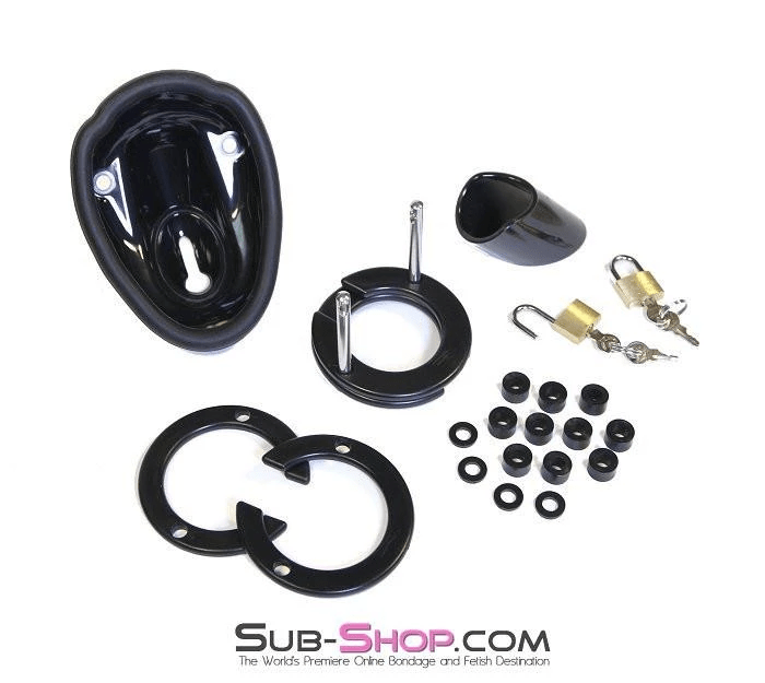 7319AR      Balls & All Black Locking Cock & Ball Chastity Cup Set Chastity   , Sub-Shop.com Bondage and Fetish Superstore