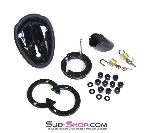 7319AR      Balls & All Black Locking Cock & Ball Chastity Cup Set - MEGA Deal Black Friday Blowout   , Sub-Shop.com Bondage and Fetish Superstore