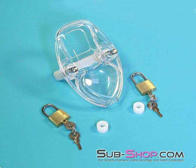 7322AR      Clearly Crushed Locking Cock and Ball Chastity Torture Set Chastity   , Sub-Shop.com Bondage and Fetish Superstore