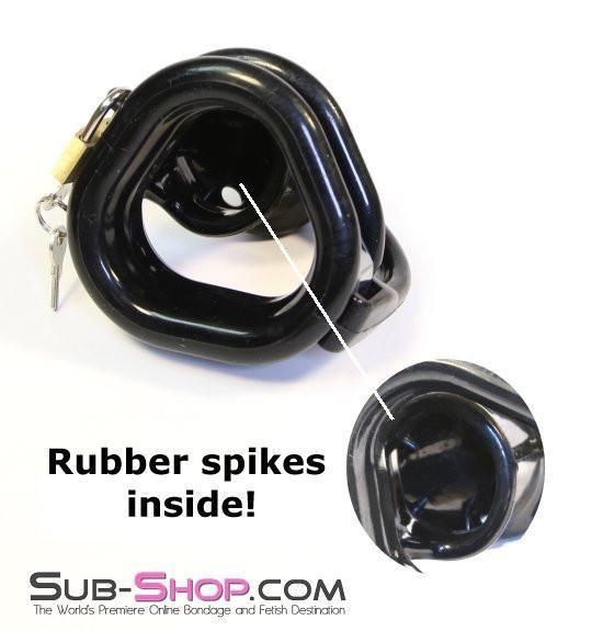 7325AR      Birdlocked Style Black Spiked Soft Silicone Locking Cock Chastity & Ball Spreader Chastity   , Sub-Shop.com Bondage and Fetish Superstore