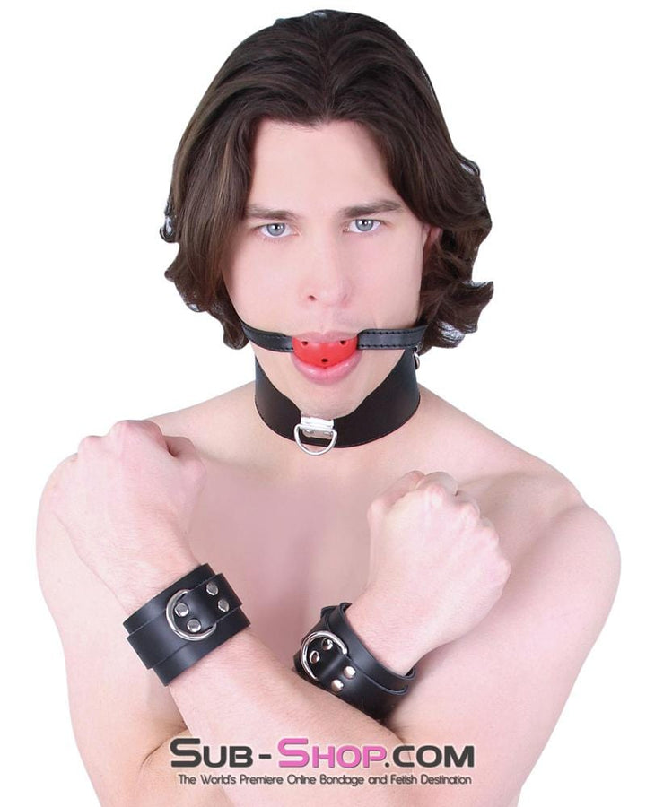 7326MQ      Black Posture Collar with Breather Gag Collar   , Sub-Shop.com Bondage and Fetish Superstore