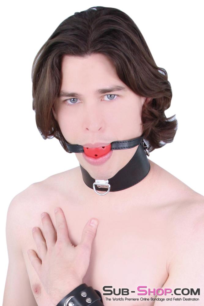 7326MQ      Black Posture Collar with Breather Gag Collar   , Sub-Shop.com Bondage and Fetish Superstore