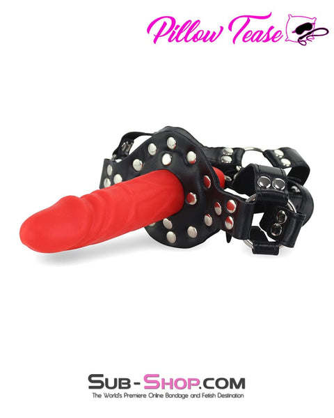 7334DL      Penis Gag Trainer with External Dildo, Red Gags   , Sub-Shop.com Bondage and Fetish Superstore