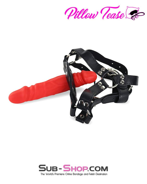 7334DL      Penis Gag Trainer with External Dildo, Red Gags   , Sub-Shop.com Bondage and Fetish Superstore