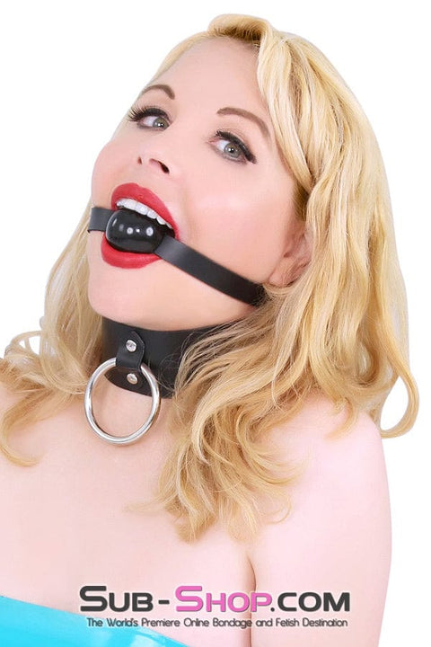 0883A      Beginner Small Black Ball Gag on Leather Strap Gags   , Sub-Shop.com Bondage and Fetish Superstore