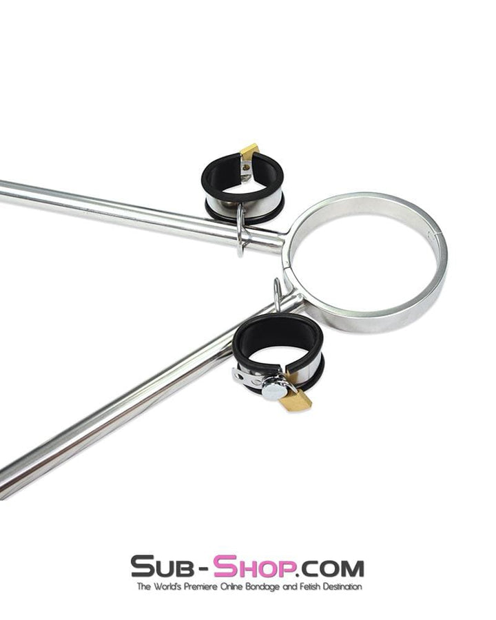0738M      Steel Tripod Bondage Collar Rig with Rubber Lined Steel Wrist and Ankle Cuffs Bondage Set   , Sub-Shop.com Bondage and Fetish Superstore