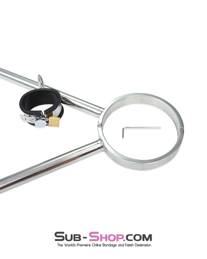 0738M      Steel Tripod Bondage Collar Rig with Rubber Lined Steel Wrist and Ankle Cuffs Bondage Set   , Sub-Shop.com Bondage and Fetish Superstore