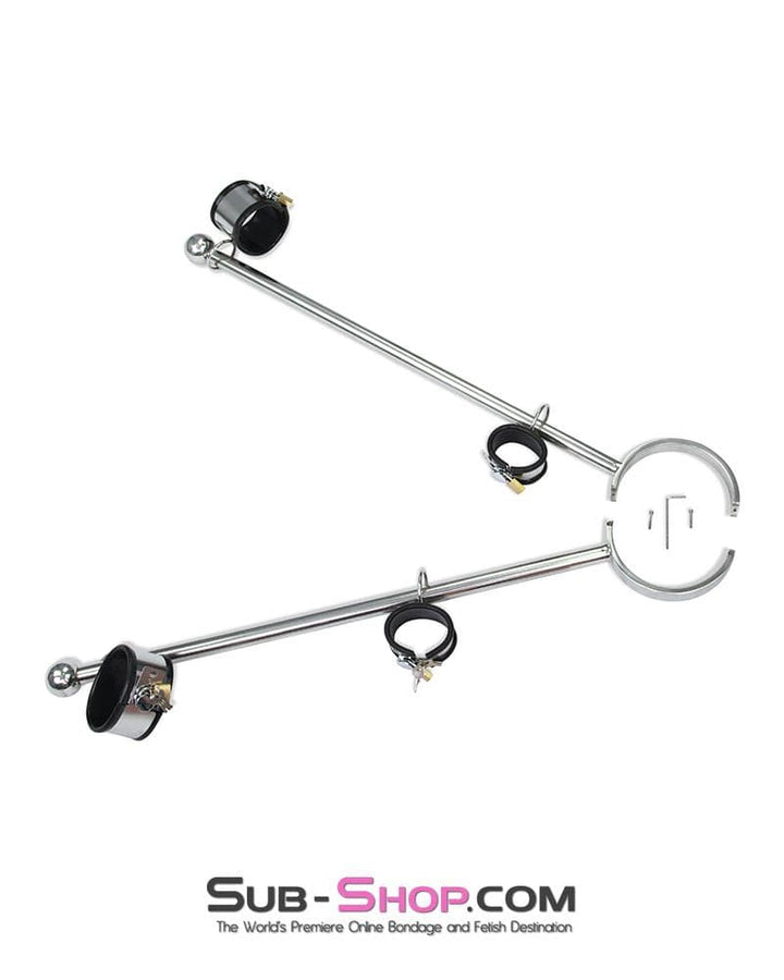0738M      Steel Tripod Bondage Collar Rig with Rubber Lined Steel Wrist and Ankle Cuffs Bondage Set   , Sub-Shop.com Bondage and Fetish Superstore