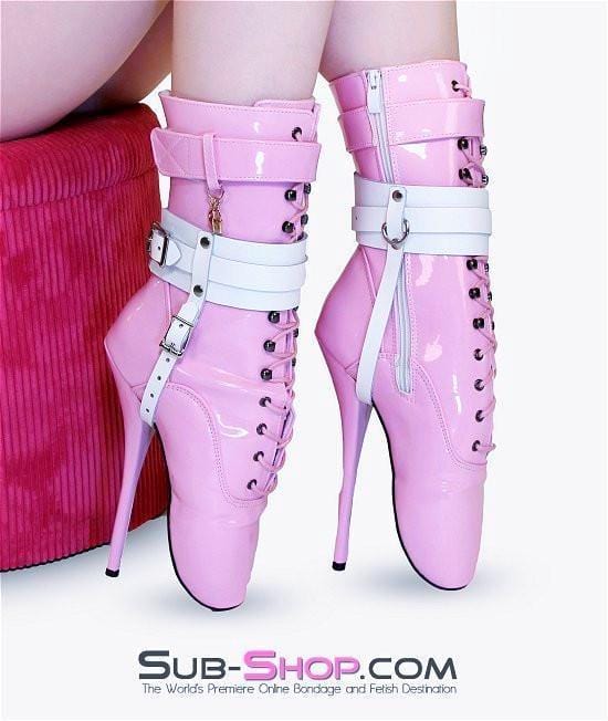 0747A-SIS      Sissy Bondage Buckling Ankle & Shoe Cuffs, White Leather Sissy   , Sub-Shop.com Bondage and Fetish Superstore