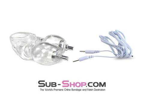 0748RS      Electro-Sex Clear Silicone Ball Cage and Cock Ring Combo - MEGA Deal! Black Friday Blowout   , Sub-Shop.com Bondage and Fetish Superstore