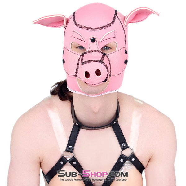 7784M-SIS      Serve Me Pig Sissy Bondage Hood with Snap Off Nose Sissy   , Sub-Shop.com Bondage and Fetish Superstore