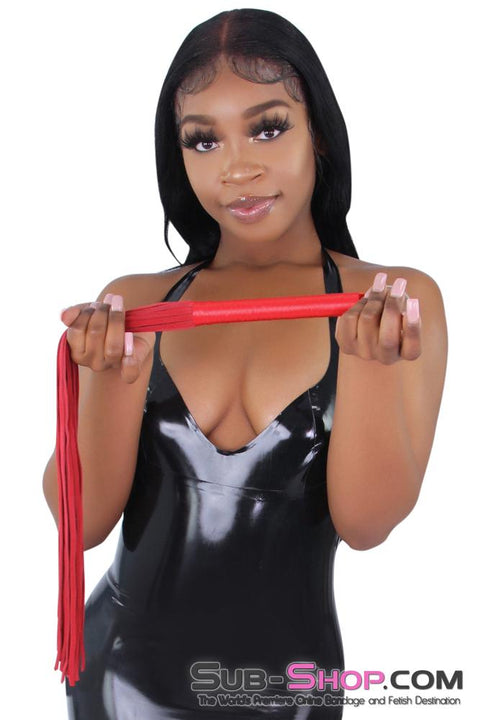 7794MQ      Red Tails Satin Handle Suede Tail Flogger Whip - LAST CHANCE - Final Closeout! MEGA Deal   , Sub-Shop.com Bondage and Fetish Superstore